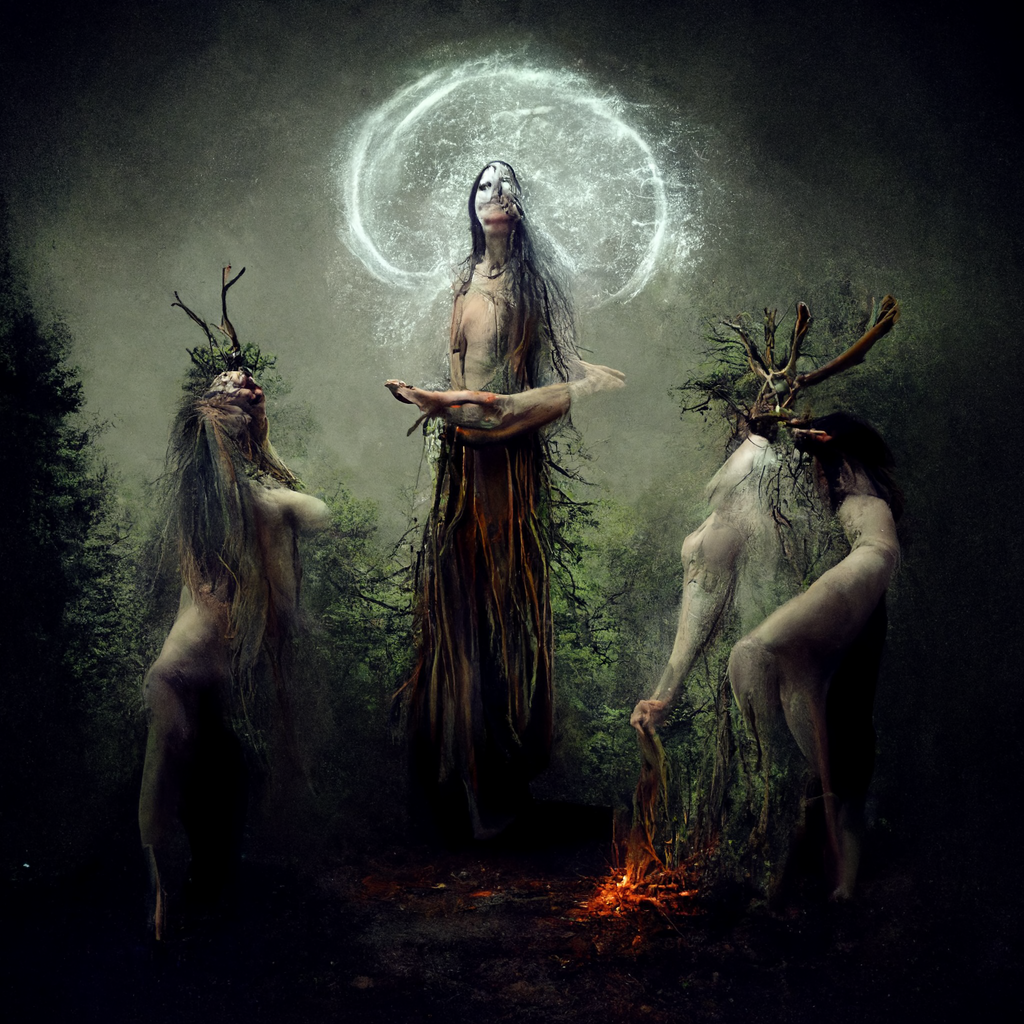 "ancient pagan nature spirit" made with MidJourney