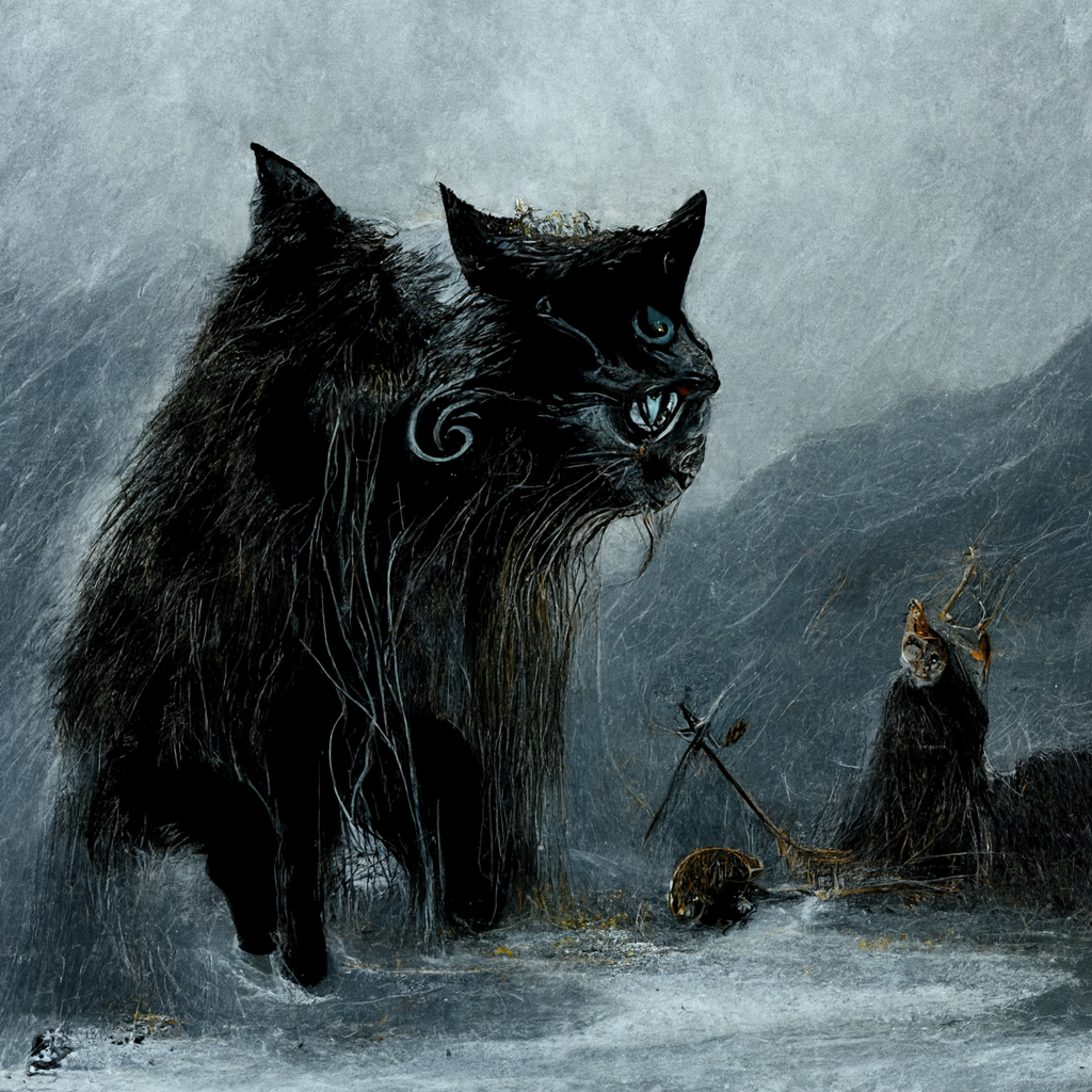 "an old norse feline spirit" made with MidJourney