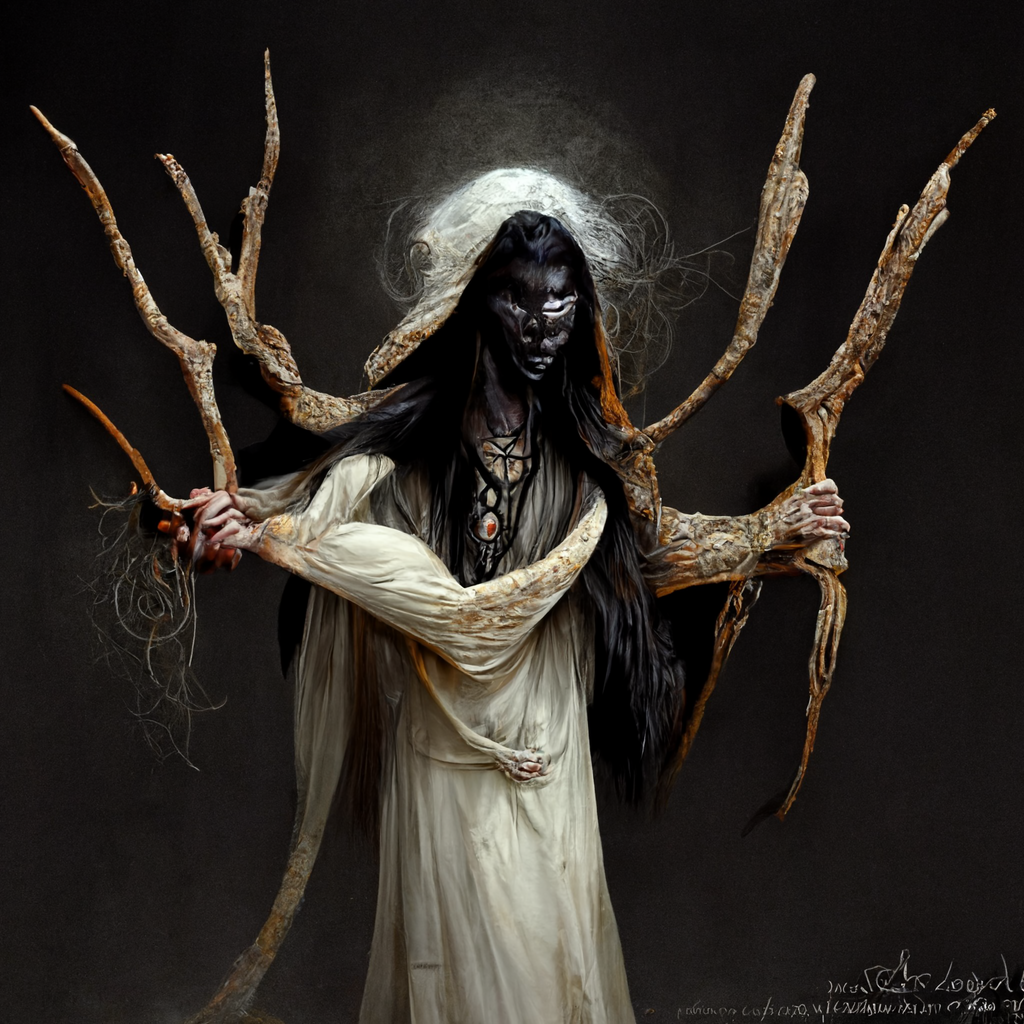 "a shadow weaver pagan" made with MidJourney